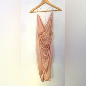 oh polly Blush Backless Draped Dress Size 8 Rose Color